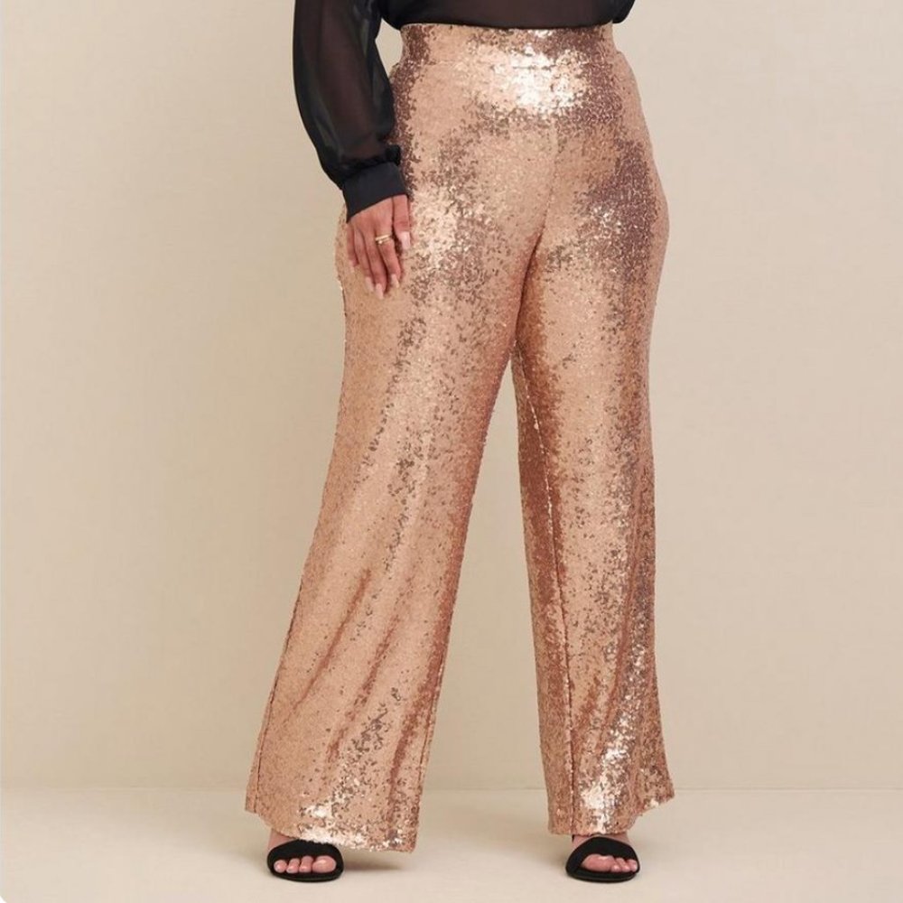 Torrid Shimmering Gold Sequin Wide Leg Pants